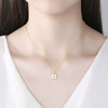 Women's Geometric Square Pendant Copper Necklace With Zircon Inlay And Electroplated Finish