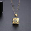 Women's Geometric Square Pendant Copper Necklace With Zircon Inlay And Electroplated Finish