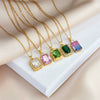 Women's Geometric Square Perfume Bottle Pendant Necklace Copper Titanium Steel Mixed Gem Inlay Electroplating Crystal Zircon