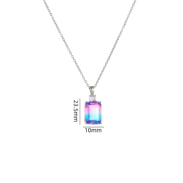 Women's Geometric Square Perfume Bottle Pendant Necklace Copper Titanium Steel Mixed Gem Inlay Electroplating Crystal Zircon