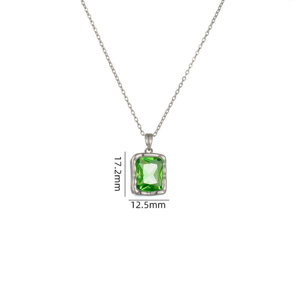 Women's Geometric Square Perfume Bottle Pendant Necklace Copper Titanium Steel Mixed Gem Inlay Electroplating Crystal Zircon