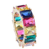 Women's Geometric Square Rainbow Zircon Inlaid Alloy Ring Electroplated Fashion Statement Jewelry