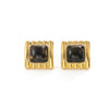 Women's Geometric Square Striped Resin Gemstone Stainless Steel Stud Earrings With Gold Tone Plated Finish