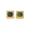Women's Geometric Square Striped Resin Gemstone Stainless Steel Stud Earrings With Gold Tone Plated Finish