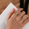 Women's Geometric Square Titanium Steel Ring French Retro Style Real Gold Electroplated