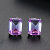 Women's Geometric Square Zircon Earrings In Copper With Tourmalinecolored Stones And Electroplated Fashion Design