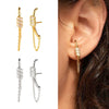 Women's Geometric Square Zircon Tassel Chain Earrings With Silver Needle And Electroplated Copper