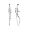 Women's Geometric Square Zircon Tassel Chain Earrings With Silver Needle And Electroplated Copper