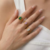 Women's Geometric Stainless Steel Adjustable Ring With Zircon Accents And 18K Vacuum Electroplated Light Luxury Finish