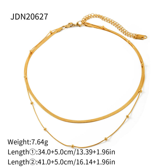 Women's Geometric Stainless Steel And Titanium Steel Ball Chain Doublelayer Necklace With Electroplating Jewelry