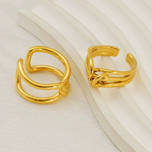 Women's Geometric Stainless Steel And 316L Stainless Steel Hollow Ring With Electroplating Treatment