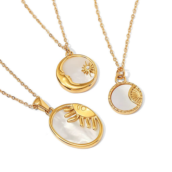 Women's Geometric Stainless Steel And Titanium Steel Inlaid Pendant Necklace With Electroplating