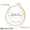 Women's Geometric Stainless Steel Beaded Necklace With Pearl Embellished White Acrylic Design And Vacuum Gold Plating