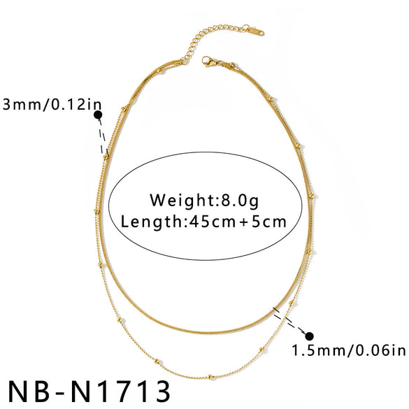 Women's Geometric Stainless Steel Beaded Necklace With Pearl Embellished White Acrylic Design And Vacuum Gold Plating
