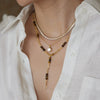 Women's Geometric Stainless Steel Beaded Necklace With Pvd Gold Plating And Lobster Clasp Minimalist Jewelry