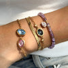 Women's Geometric Stainless Steel Bracelet With Colored Gemstone Glass And Natural Stone Details Hypoallergenic Plated Jewelry