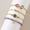 Women's Geometric Stainless Steel Bracelet With Colored Gemstone Glass And Natural Stone Details Hypoallergenic Plated Jewelry