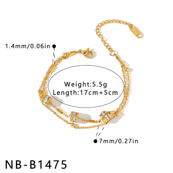 Women's Geometric Stainless Steel Bracelet With 18K Gold Vacuum Plating And Rhinestone Accents Light Luxury Fashion Jewelry