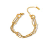 Women's Geometric Stainless Steel Bracelet With 18K Gold Vacuum Plating And Rhinestone Inlay Light Luxury Fashion Jewelry