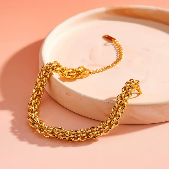 Women's Geometric Stainless Steel Bracelet With 18K Gold Vacuum Plating Simple Stylish Fashion Jewelry