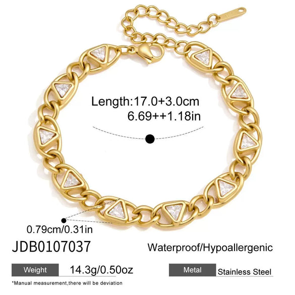 Women's Geometric Stainless Steel Bracelet With Plated Finish And Hypoallergenic Material
