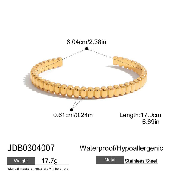 Women's Geometric Stainless Steel Bracelet With Polished Plated Finish And Hypoallergenic Metal Design