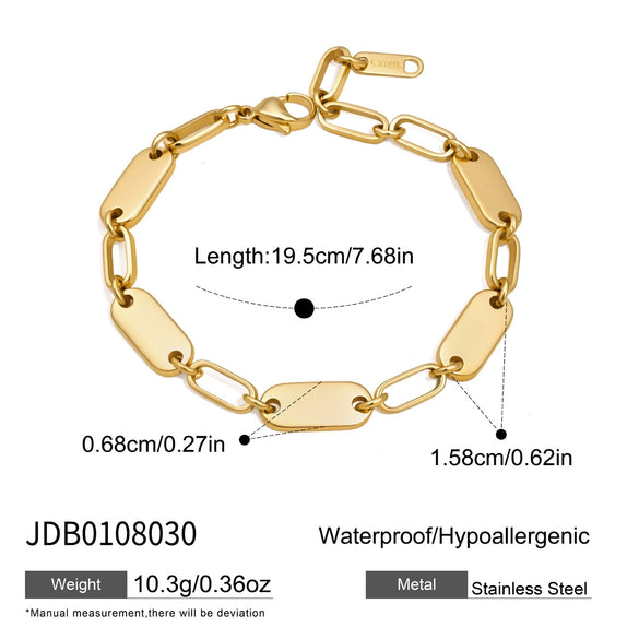 Women's Geometric Stainless Steel Bracelet With Polished Plated Finish And Hypoallergenic Metal Design