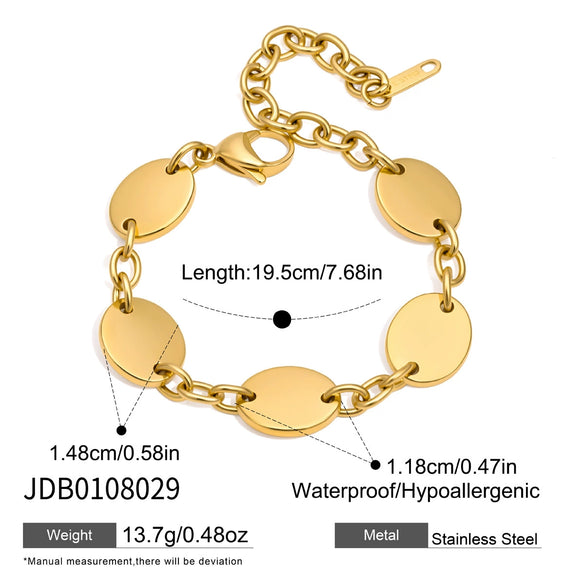Women's Geometric Stainless Steel Bracelet With Polished Plated Finish And Hypoallergenic Metal Design