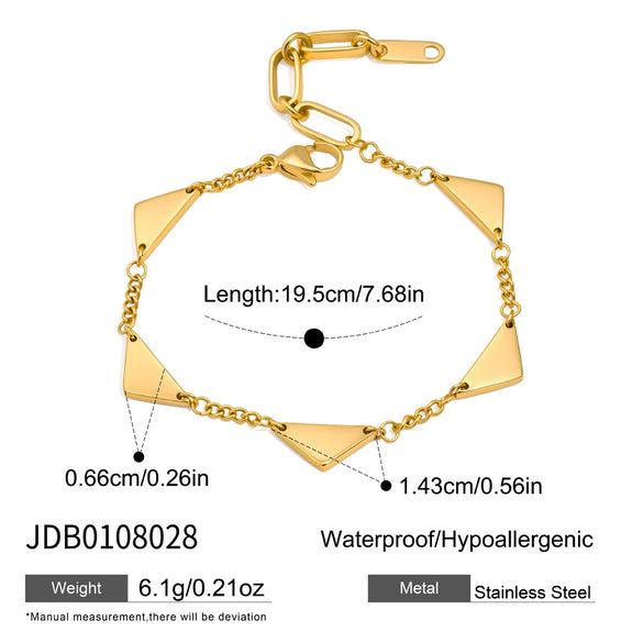 Women's Geometric Stainless Steel Bracelet With Polished Plated Finish And Hypoallergenic Metal Design