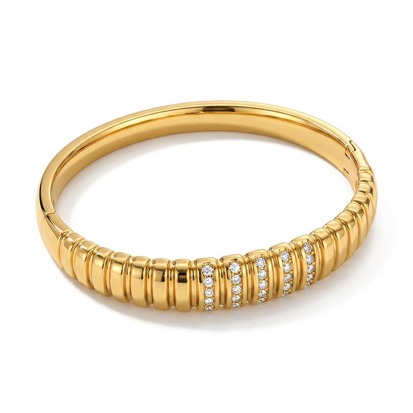 Women's Geometric Stainless Steel Bracelet With Rhinestone Accents And Vacuum Electroplated Finish Fashion Jewelry Wholesale
