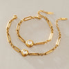 Women's Geometric Stainless Steel Bracelet With Single Zircon Accent And Colorfast Plated Finish