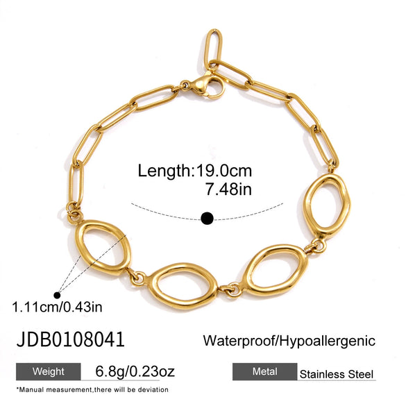 Women's Geometric Stainless Steel Bracelet With Smooth Plated Finish Colorfast Hypoallergenic Fashion Jewelry