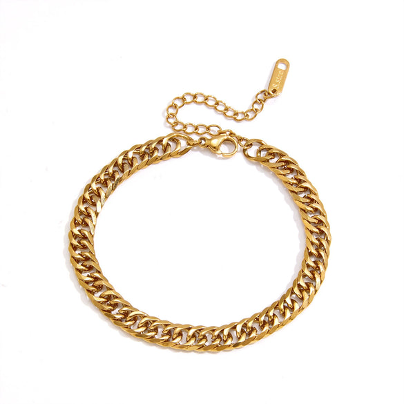 Women's Geometric Stainless Steel Bracelet With Smooth Plated Finish Colorfast Hypoallergenic Fashion Jewelry