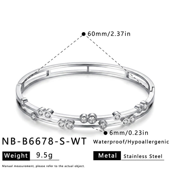 Women's Geometric Stainless Steel Bracelet With Zircon Inlay Gold Plated Minimalist Fashion Jewelry Accessory