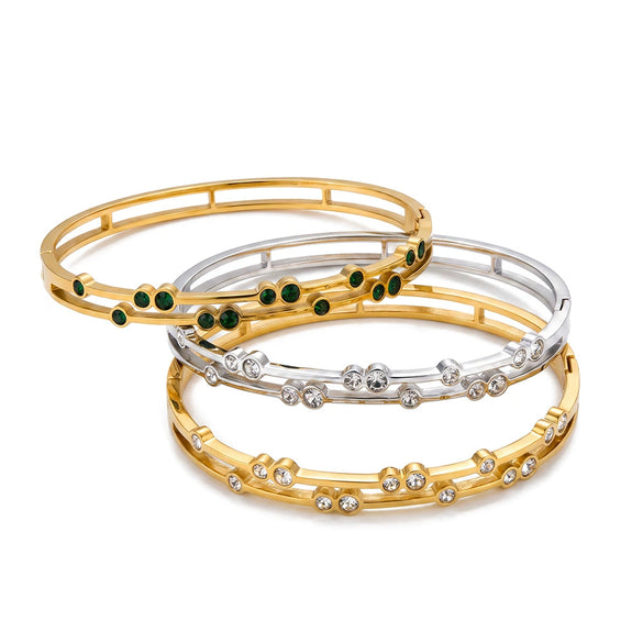 Women's Geometric Stainless Steel Bracelet With Zircon Inlay Gold Plated Minimalist Fashion Jewelry Accessory
