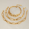 Women's Geometric Stainless Steel Chain Bracelet With Hypoallergenic Gold Plated Finish