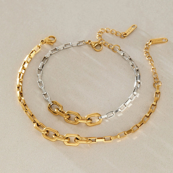 Women's Geometric Stainless Steel Chain Bracelet With Plated Finish Hypoallergenic Fashion Jewelry Wholesale