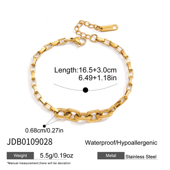 Women's Geometric Stainless Steel Chain Bracelet With Plated Finish Hypoallergenic Fashion Jewelry Wholesale