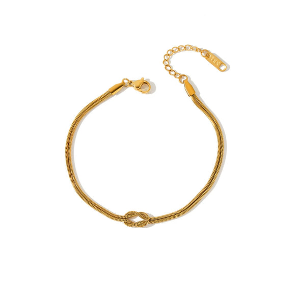 Women's Geometric Stainless Steel Chain Bracelet With Vacuum Electroplated Gold Tone Finish