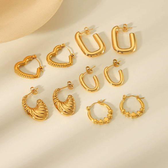 Women's Geometric Stainless Steel Cshaped Electroplated Earrings