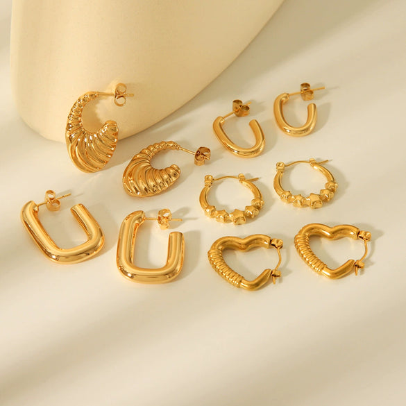 Women's Geometric Stainless Steel Cshaped Electroplated Earrings