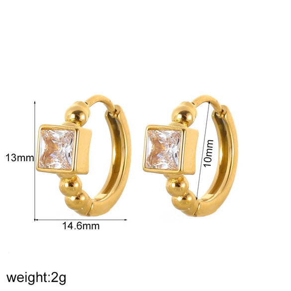 Women's Geometric Stainless Steel Diamondencrusted Electroplated Earrings
