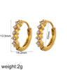 Women's Geometric Stainless Steel Diamondencrusted Electroplated Earrings