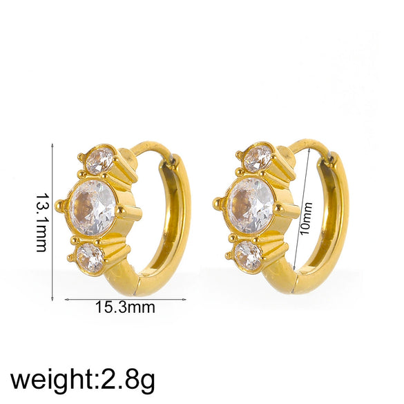 Women's Geometric Stainless Steel Diamondencrusted Electroplated Earrings