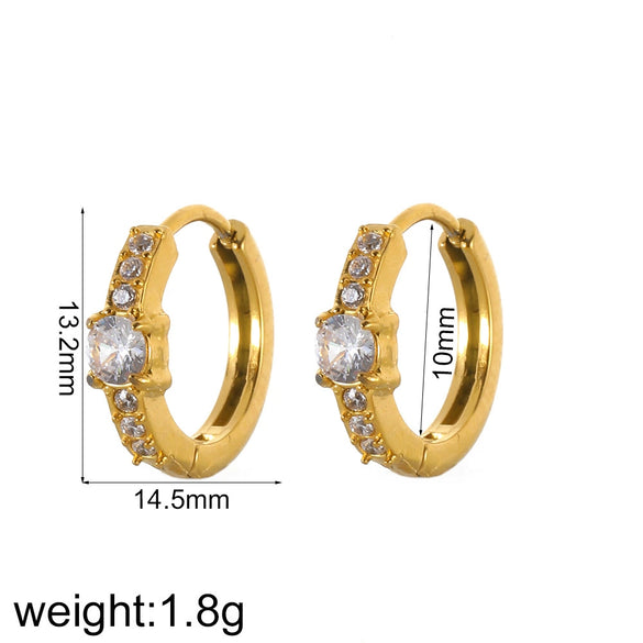 Women's Geometric Stainless Steel Diamondencrusted Electroplated Earrings