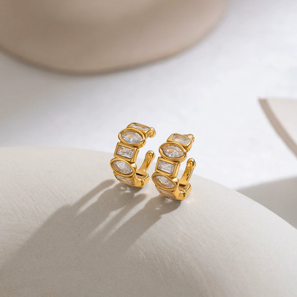Women's Geometric Stainless Steel Ear Cuff With Vacuum Electroplated Finish Minimalist Jewelry Wholesale