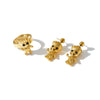 Women's Geometric Stainless Steel Earrings And Ring Set With Rhinestone Detail And 18K Vacuum Plated Finish
