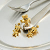 Women's Geometric Stainless Steel Earrings And Ring Set With Rhinestone Detail And 18K Vacuum Plated Finish