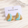 Women's Geometric Stainless Steel Earrings With Enamel Drip Glaze Retro Fashion Design For Wholesale