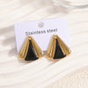 Women's Geometric Stainless Steel Earrings With Enamel Drip Glaze Retro Fashion Design For Wholesale